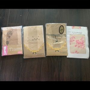 4 pair of transparent pantyhose with print